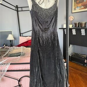 90’s Jovani Black and Silver Maxi Dress